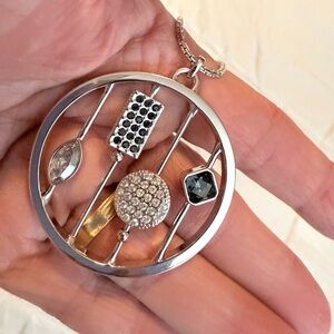 Statement Adjustable Necklace, Black and White Crystal from Touchstone, NIB